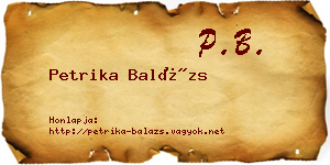 Petrika Balázs névjegykártya