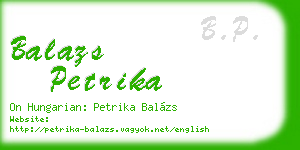 balazs petrika business card